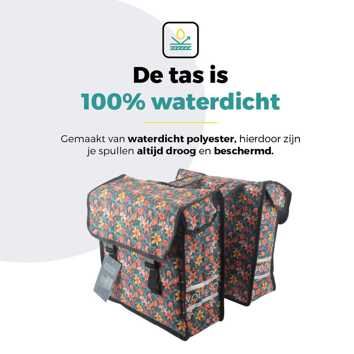 Voltano Dubbele Fietstas Floral Fiesta - 38 Liter - Waterdicht Polyester