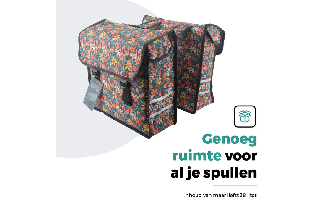 Voltano Dubbele Fietstas Floral Fiesta - 38 Liter - Waterdicht Polyester