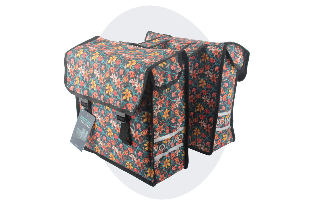 Voltano Dubbele Fietstas Floral Fiesta - 38 Liter - Waterdicht Polyester
