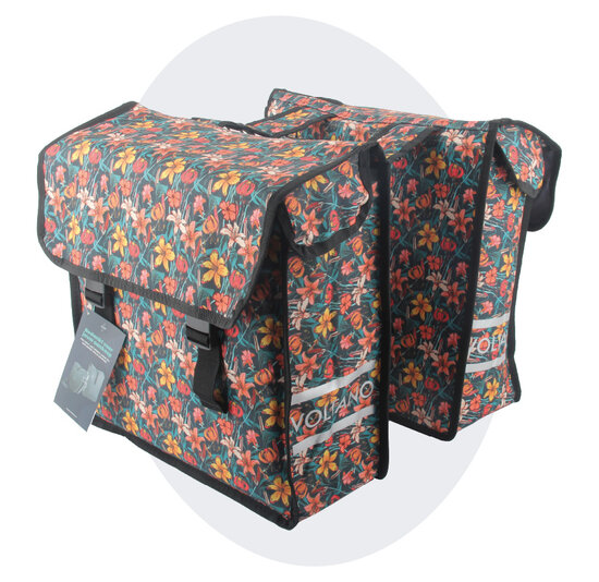 Voltano Dubbele Fietstas Floral Fiesta - 38 Liter - Waterdicht Polyester