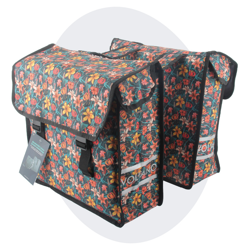 Voltano Dubbele Fietstas Floral Fiesta - 38 Liter - Waterdicht Polyester