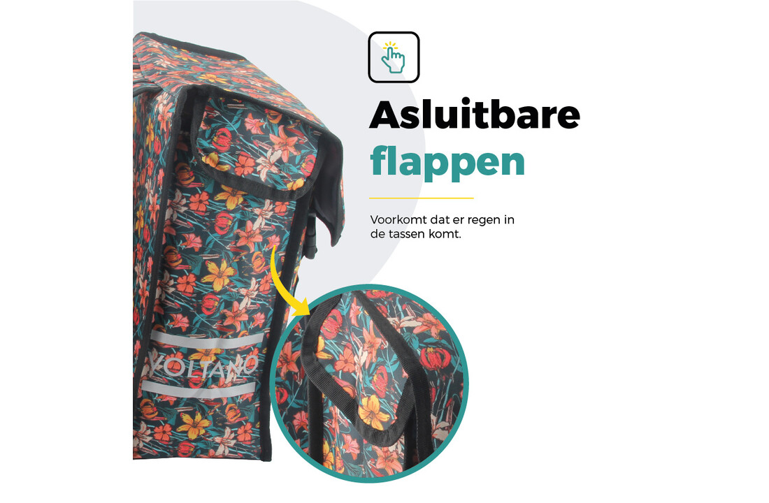 Voltano Dubbele Fietstas Floral Fiesta - 38 Liter - Waterdicht Polyester