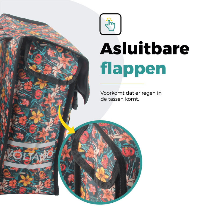 Voltano Dubbele Fietstas Floral Fiesta - 38 Liter - Waterdicht Polyester