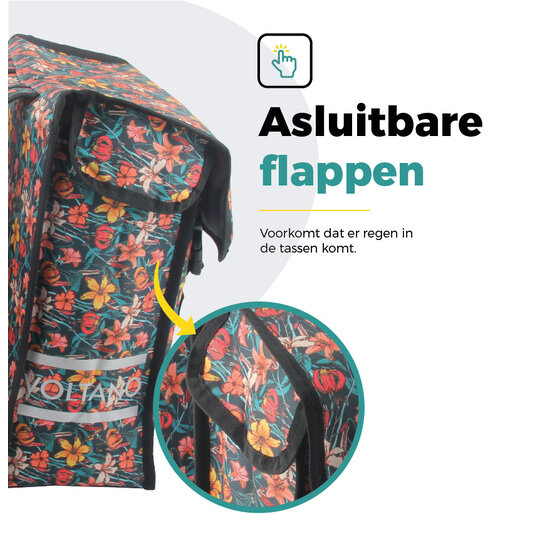 Voltano Dubbele Fietstas Floral Fiesta - 38 Liter - Waterdicht Polyester