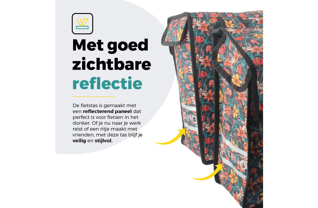 Voltano Dubbele Fietstas Floral Fiesta - 38 Liter - Waterdicht Polyester