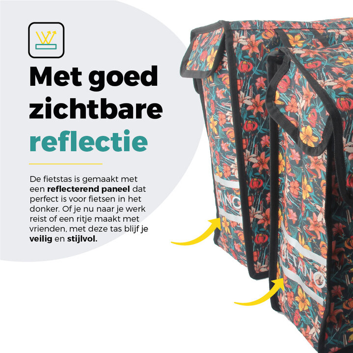 Voltano Dubbele Fietstas Floral Fiesta - 38 Liter - Waterdicht Polyester