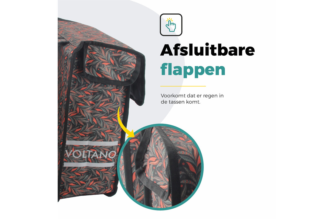 Voltano Dubbele Fietstas Crimson Leaf - 38 Liter - Waterdicht Polyester