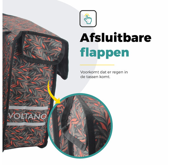 Voltano Dubbele Fietstas Crimson Leaf - 38 Liter - Waterdicht Polyester