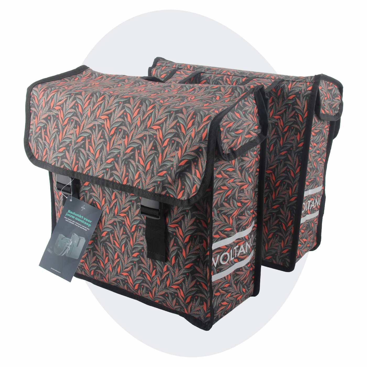 Voltano Dubbele Fietstas Crimson Leaf - 38 Liter - Waterdicht Polyester