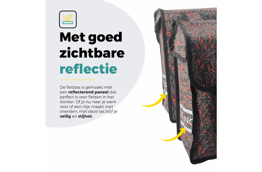 Voltano Dubbele Fietstas Crimson Leaf - 38 Liter - Waterdicht Polyester