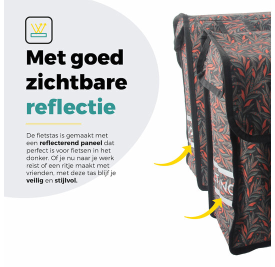 Voltano Dubbele Fietstas Crimson Leaf - 38 Liter - Waterdicht Polyester
