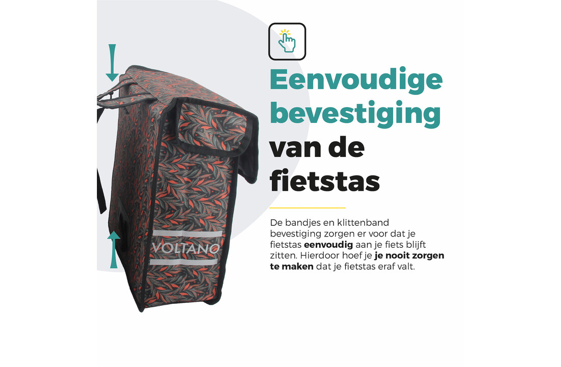 Voltano Dubbele Fietstas Crimson Leaf - 38 Liter - Waterdicht Polyester
