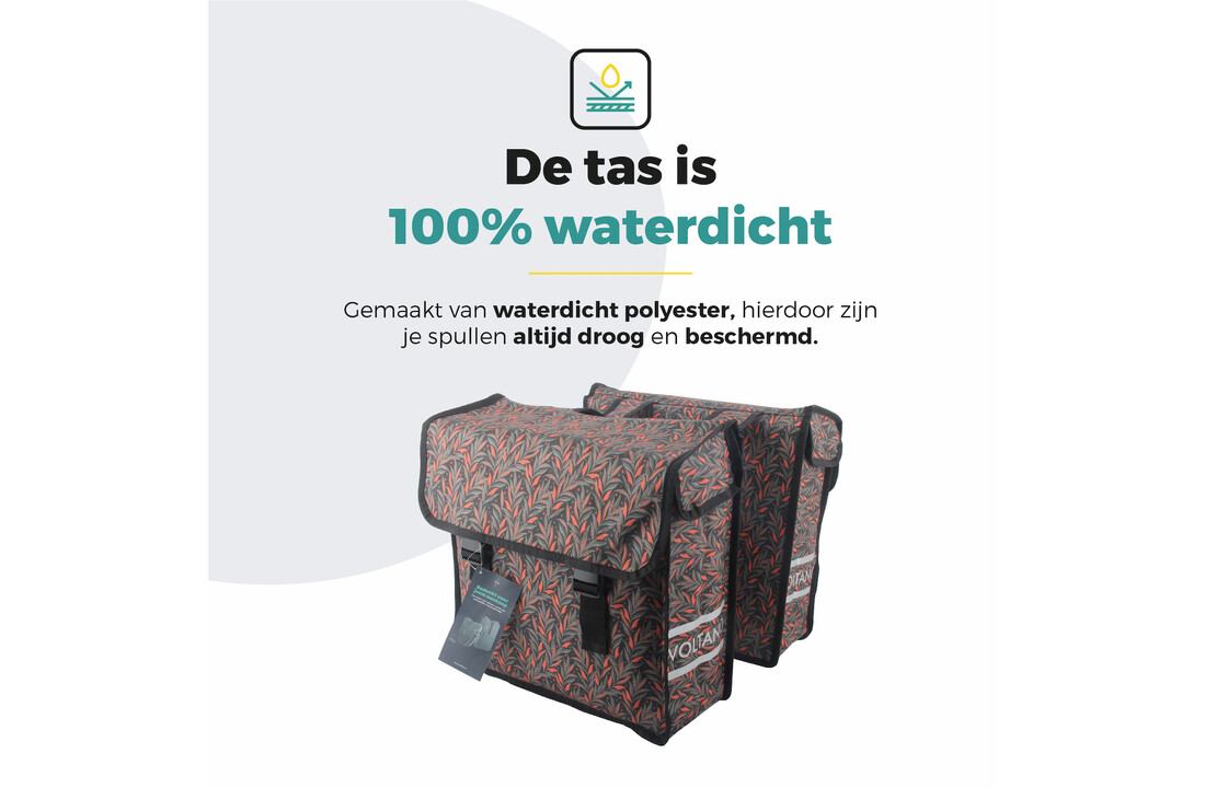 Voltano Dubbele Fietstas Crimson Leaf - 38 Liter - Waterdicht Polyester