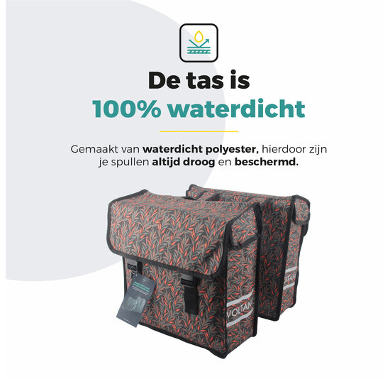 Voltano Dubbele Fietstas Crimson Leaf - 38 Liter - Waterdicht Polyester