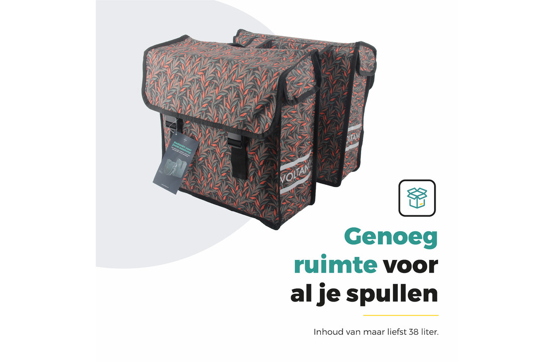 Voltano Dubbele Fietstas Crimson Leaf - 38 Liter - Waterdicht Polyester