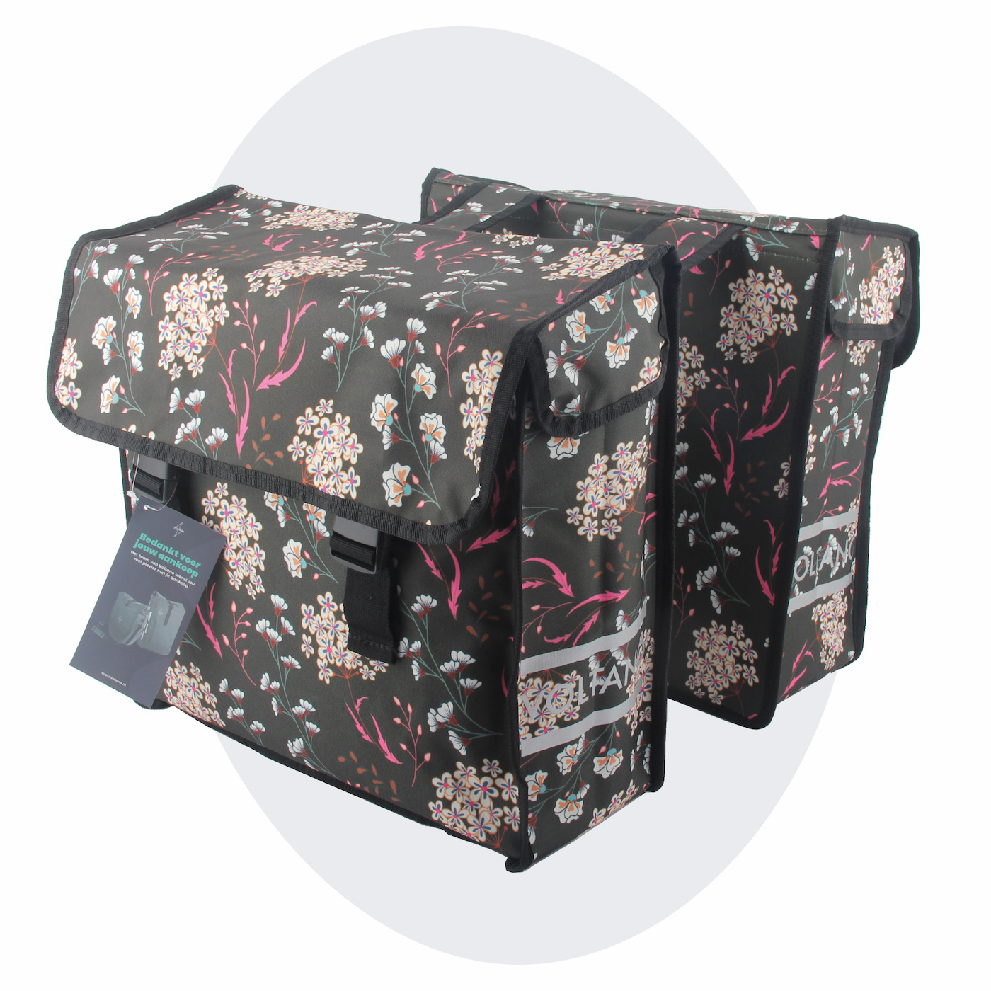 Voltano Dubbele Fietstas Pink Elegance - 38 Liter - Waterdicht Polyester