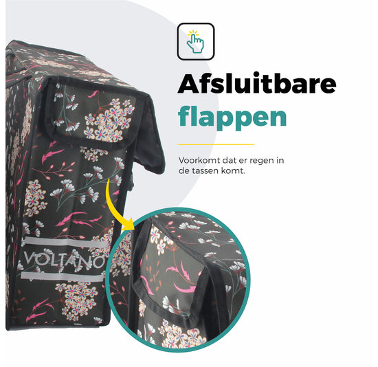 Voltano Dubbele Fietstas Pink Elegance - 38 Liter - Waterdicht Polyester