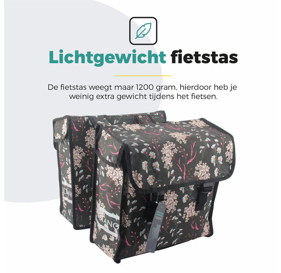 Voltano Dubbele Fietstas Pink Elegance - 38 Liter - Waterdicht Polyester