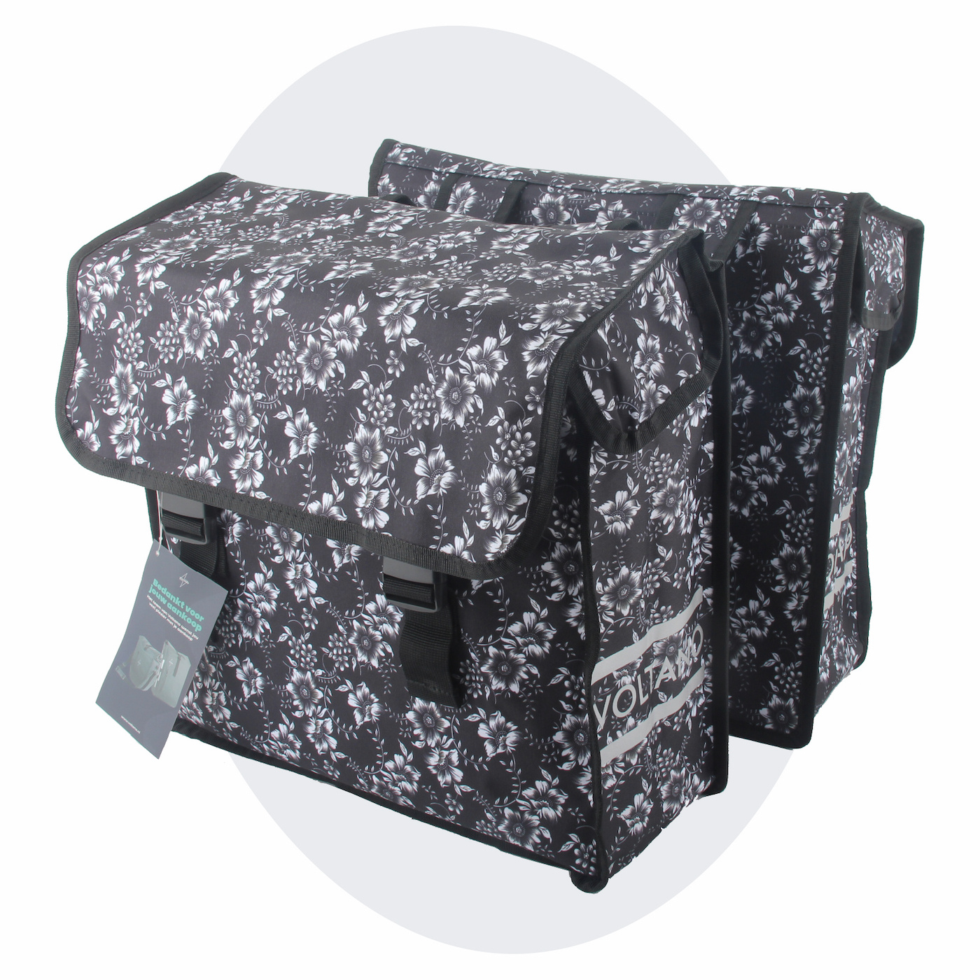 Voltano Dubbele Fietstas Floral Elegance - 38 Liter - Waterdicht Polyester