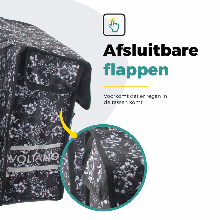 Voltano Dubbele Fietstas Floral Elegance - 38 Liter - Waterdicht Polyester