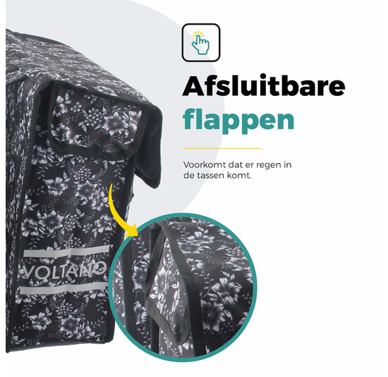 Voltano Dubbele Fietstas Floral Elegance - 38 Liter - Waterdicht Polyester