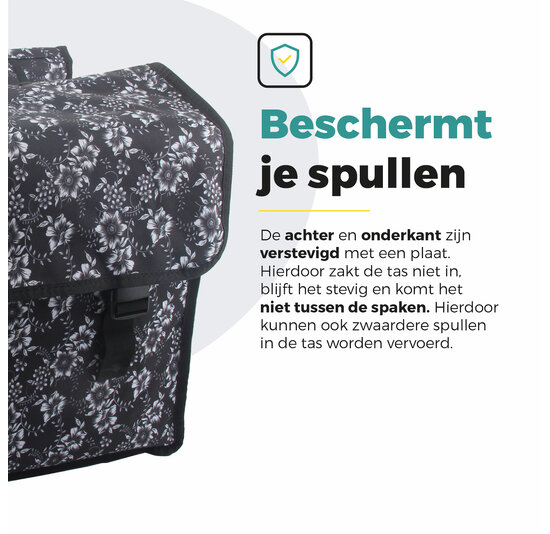 Voltano Dubbele Fietstas Floral Elegance - 38 Liter - Waterdicht Polyester