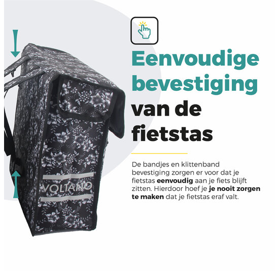 Voltano Dubbele Fietstas Floral Elegance - 38 Liter - Waterdicht Polyester