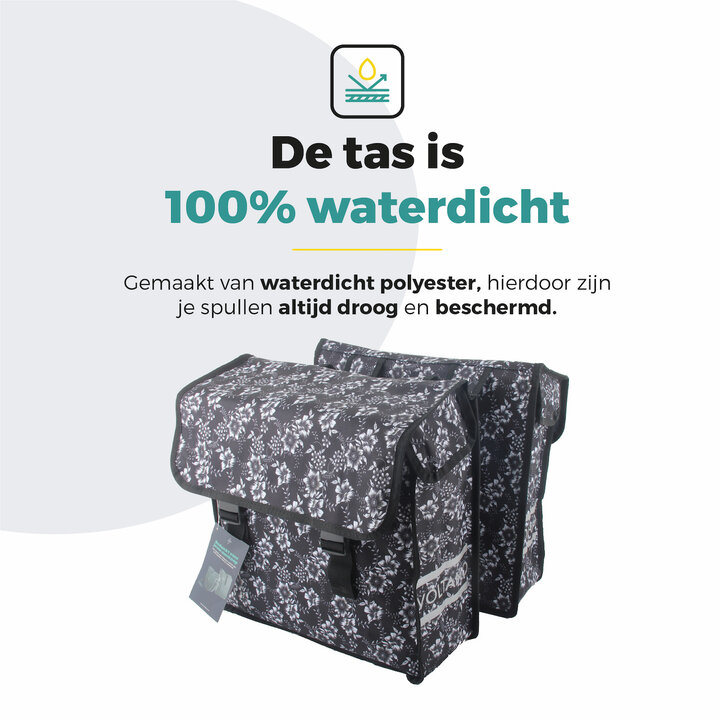 Voltano Dubbele Fietstas Floral Elegance - 38 Liter - Waterdicht Polyester