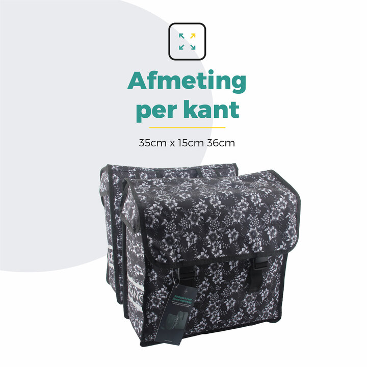 Voltano Dubbele Fietstas Floral Elegance - 38 Liter - Waterdicht Polyester