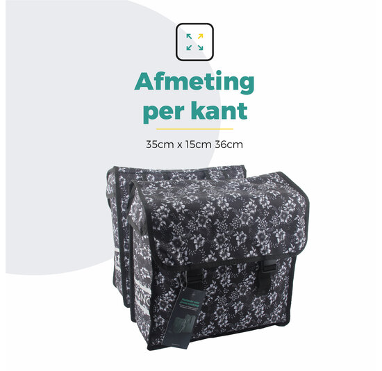 Voltano Dubbele Fietstas Floral Elegance - 38 Liter - Waterdicht Polyester