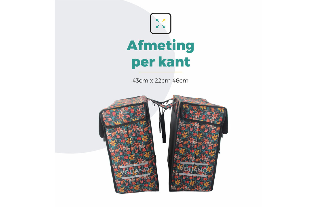 Voltano Dubbele Fietstas XXL - Floral Fiesta - 60 Liter