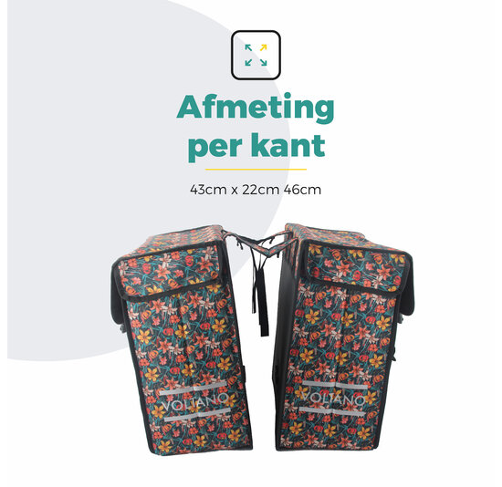 Voltano Dubbele Fietstas XXL - Floral Fiesta - 60 Liter
