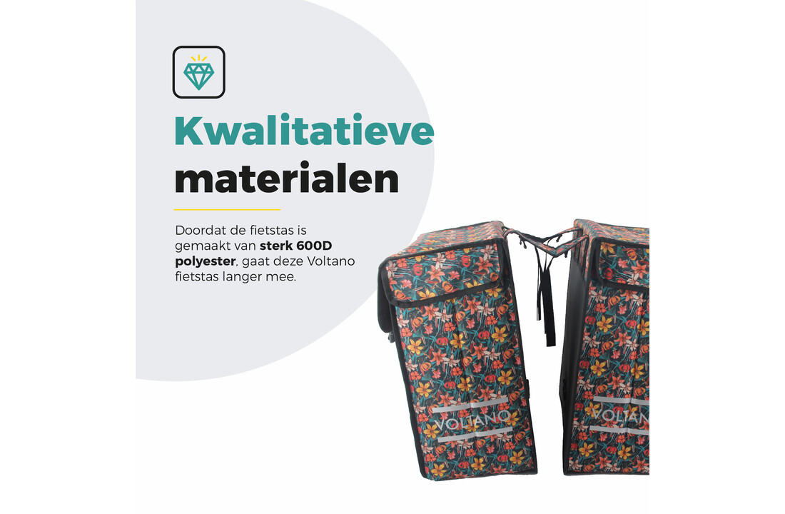 Voltano Dubbele Fietstas XXL - Floral Fiesta - 60 Liter