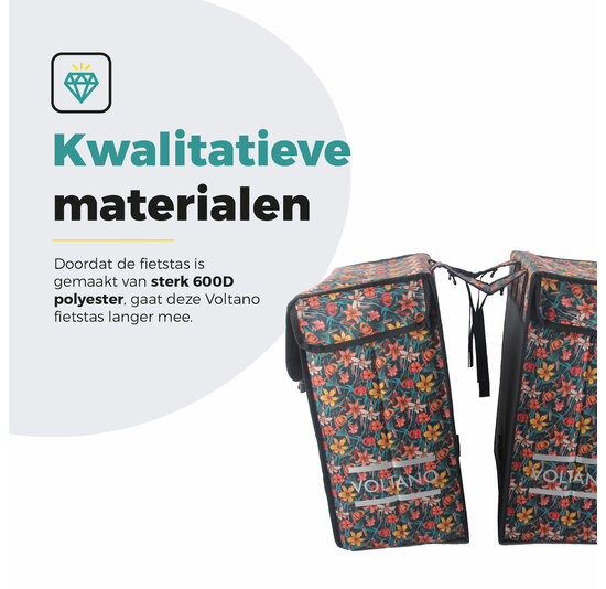 Voltano Dubbele Fietstas XXL - Floral Fiesta - 60 Liter