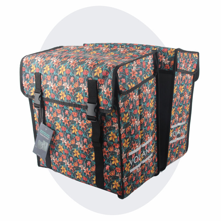 Voltano Dubbele Fietstas XXL - Floral Fiesta - 60 Liter