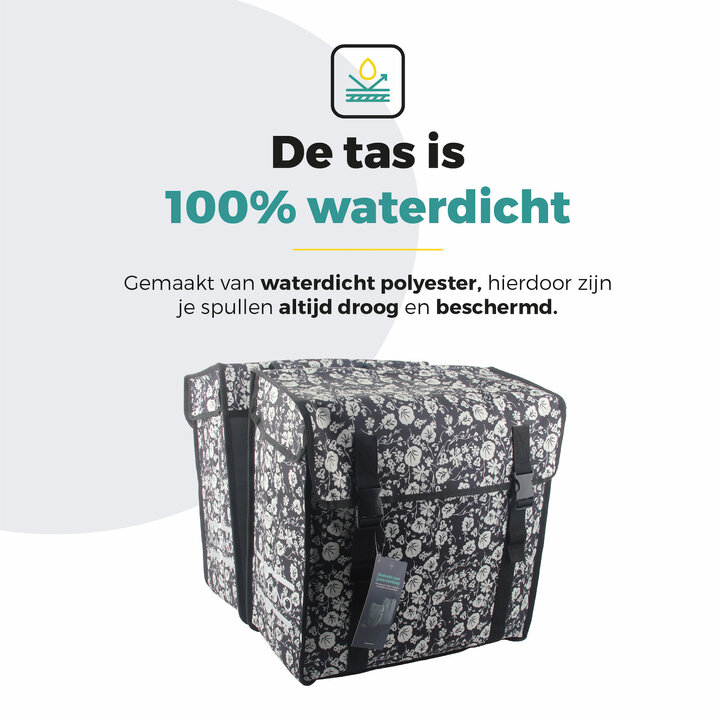 Voltano Dubbele Fietstas XXL - Midnight Blossom - 60 Liter