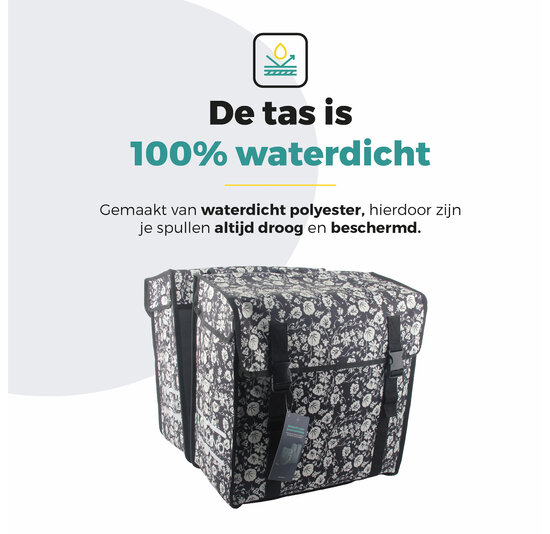 Voltano Dubbele Fietstas XXL - Midnight Blossom - 60 Liter