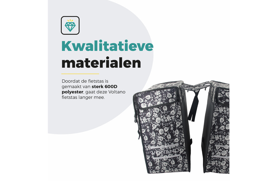 Voltano Dubbele Fietstas XXL - Midnight Blossom - 60 Liter
