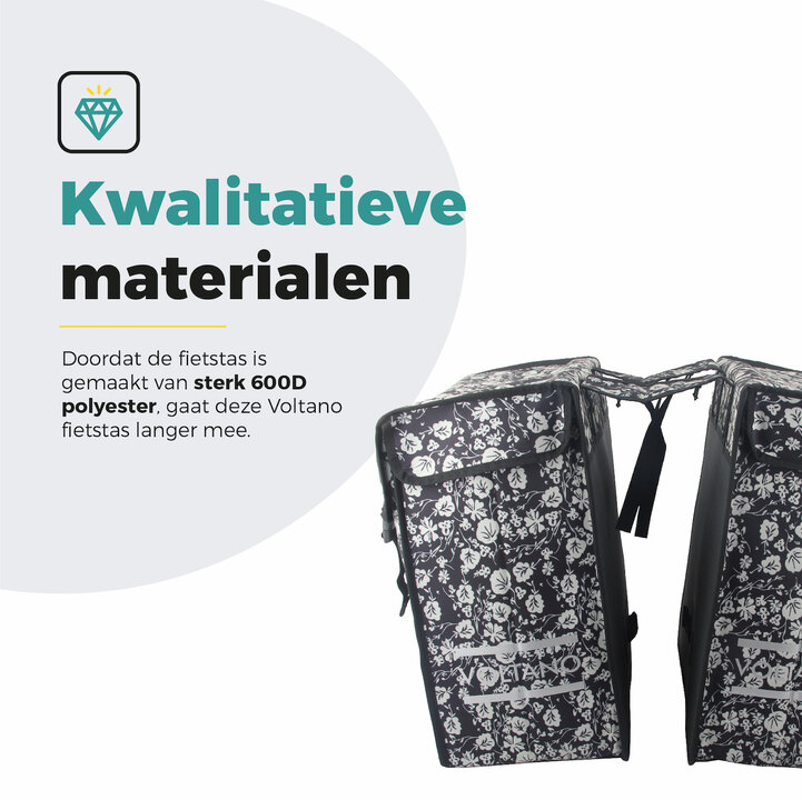 Voltano Dubbele Fietstas XXL - Midnight Blossom - 60 Liter