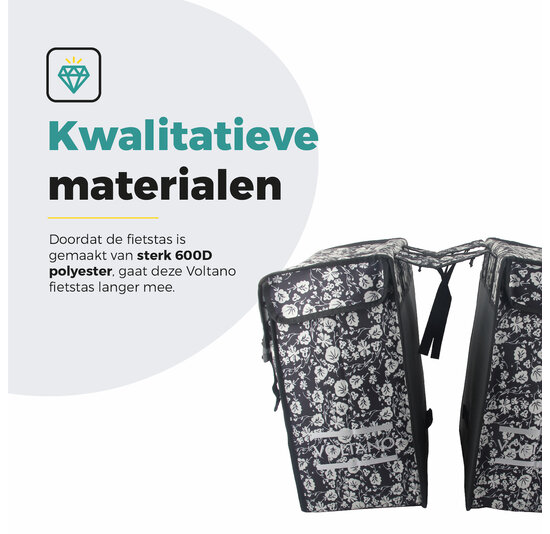Voltano Dubbele Fietstas XXL - Midnight Blossom - 60 Liter