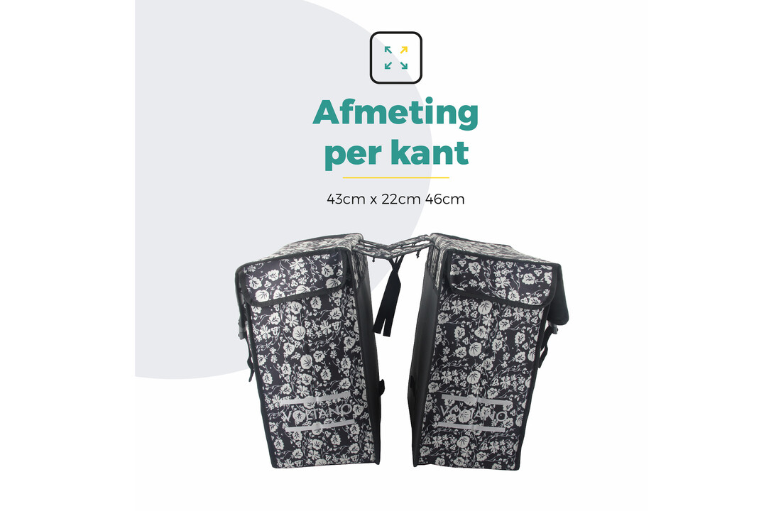 Voltano Dubbele Fietstas XXL - Midnight Blossom - 60 Liter