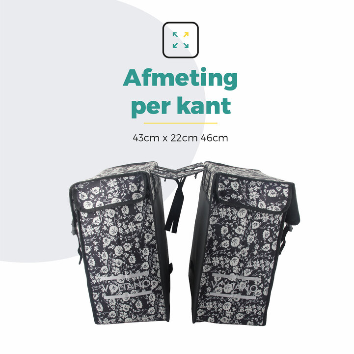 Voltano Dubbele Fietstas XXL - Midnight Blossom - 60 Liter