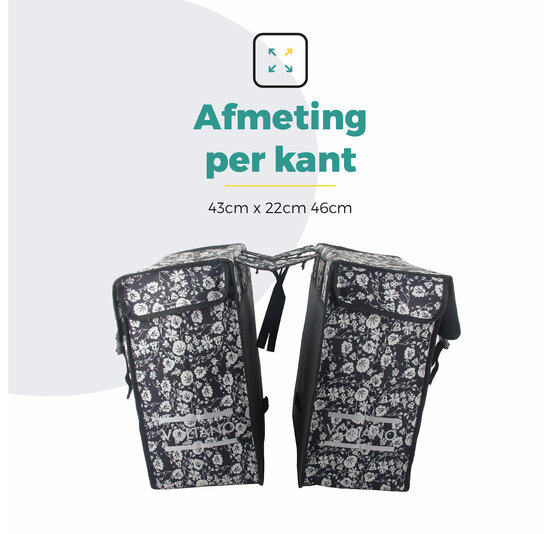 Voltano Dubbele Fietstas XXL - Midnight Blossom - 60 Liter