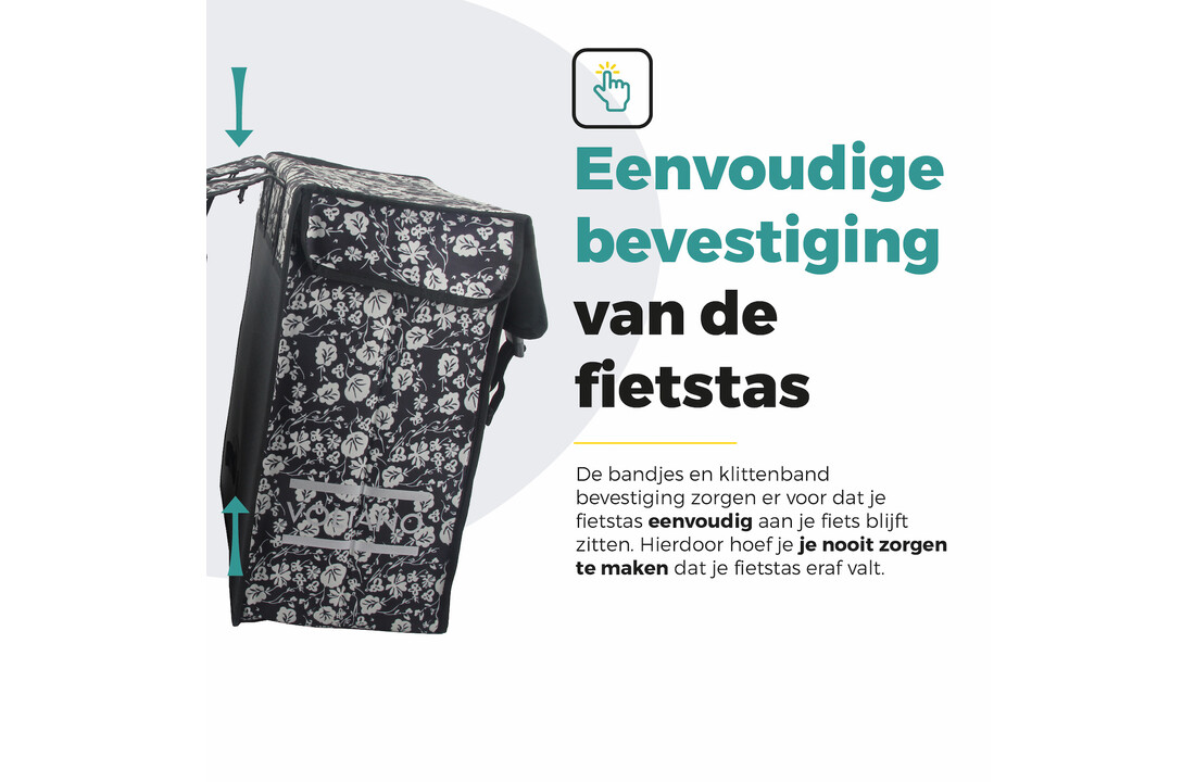 Voltano Dubbele Fietstas XXL - Midnight Blossom - 60 Liter