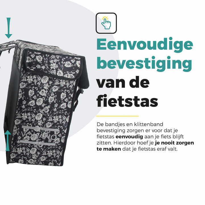 Voltano Dubbele Fietstas XXL - Midnight Blossom - 60 Liter