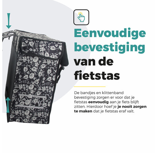 Voltano Dubbele Fietstas XXL - Midnight Blossom - 60 Liter