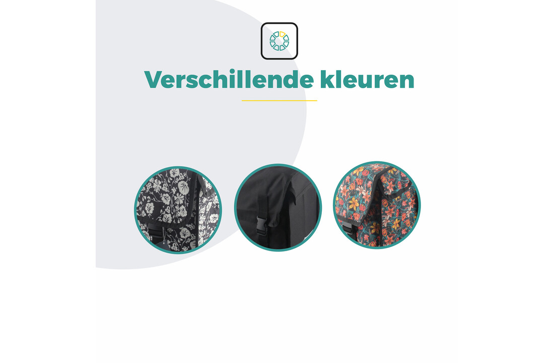 Voltano Dubbele Fietstas XXL - Midnight Blossom - 60 Liter
