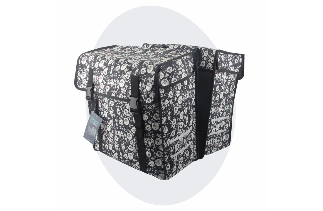 Voltano Dubbele Fietstas XXL - Midnight Blossom - 60 Liter