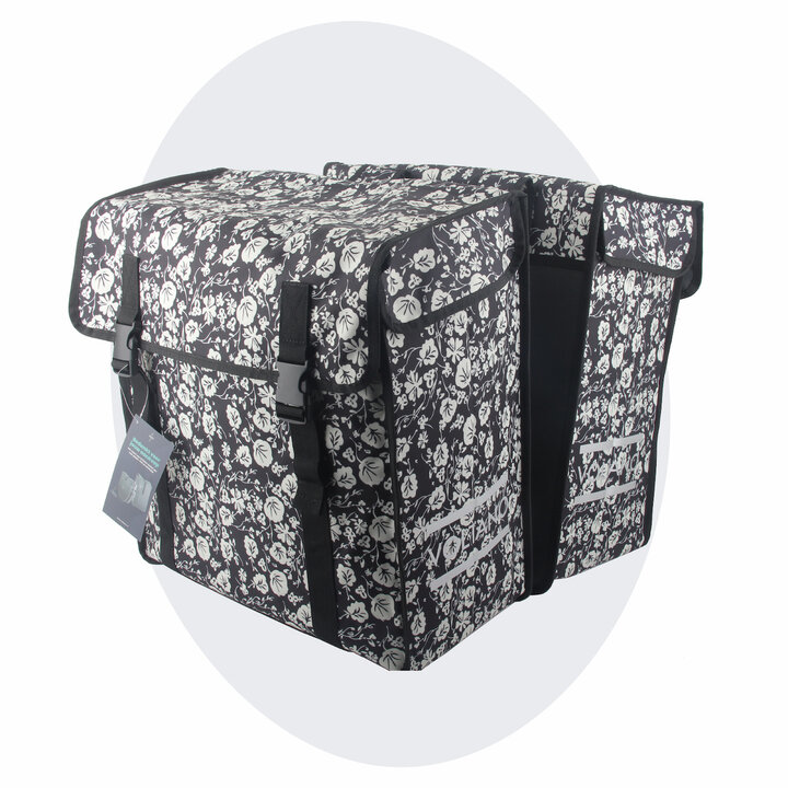 Voltano Dubbele Fietstas XXL - Midnight Blossom - 60 Liter