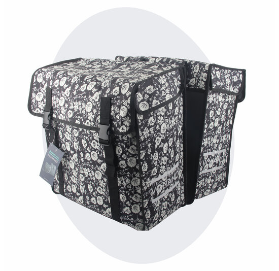 Voltano Dubbele Fietstas XXL - Midnight Blossom - 60 Liter